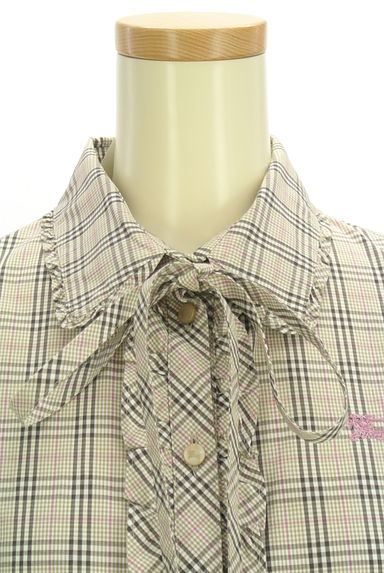 BURBERRY BLUE LABEL（バーバリーブルーレーベル）の古着「リボンタイ付きチェック柄ブラウス（ブラウス）」大画像４へ