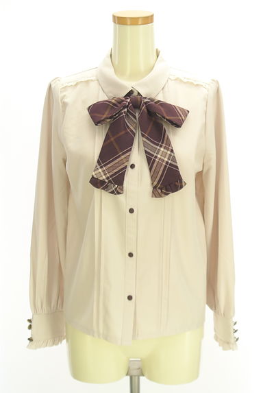 axes femme（アクシーズファム）の古着「チェックリボンタイ付きプリーツブラウス（ブラウス）」大画像１へ