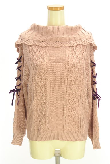 axes femme（アクシーズファム）の古着「レースアップ袖オフショルダーニット（ニット）」大画像１へ