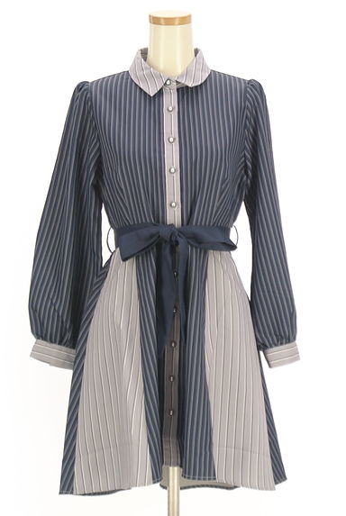 axes femme（アクシーズファム）の古着「ストライプ柄切替シャツワンピース（ワンピース・チュニック）」大画像１へ