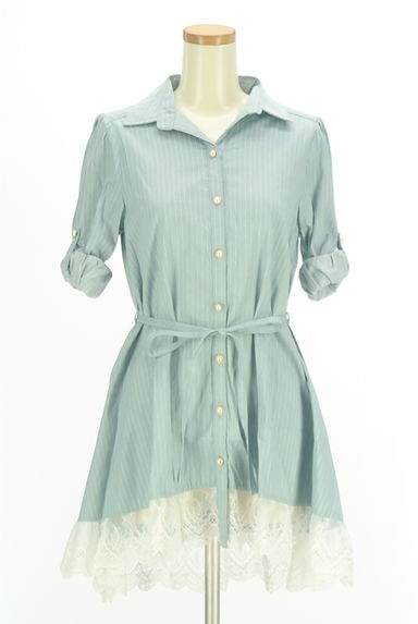 axes femme（アクシーズファム）の古着「ストライプ柄フィッシュテールシャツチュニック（ワンピース・チュニック）」大画像４へ