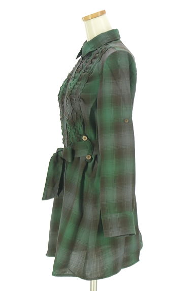 PASSIONE（パシオーネ）の古着「ベルト付きチェック柄ミドル丈シャツ（ブラウス）」大画像３へ