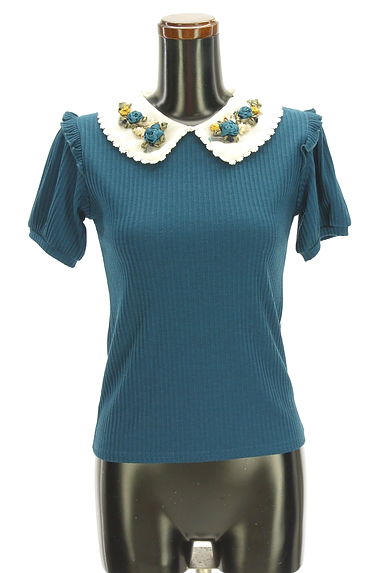 axes femme（アクシーズファム）の古着「花モチーフ衿リブニット（ニット）」大画像１へ