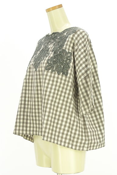 BEARDSLEY（ビアズリー）の古着「刺繍入りチェックカットソー（カットソー・プルオーバー）」大画像３へ