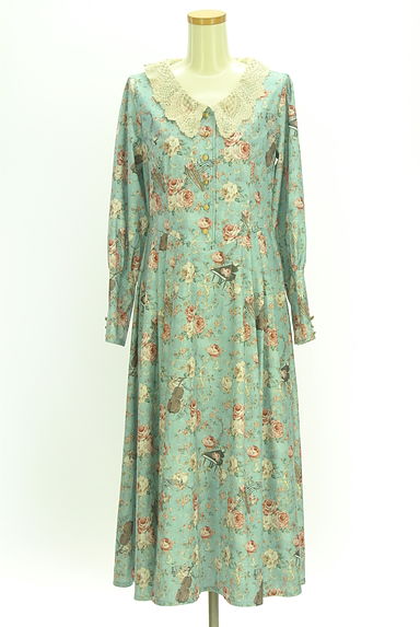 axes femme（アクシーズファム）の古着「レース衿花柄ロングワンピース（ワンピース・チュニック）」大画像１へ