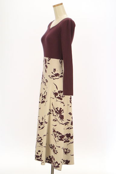 PROPORTION BODY DRESSING（プロポーションボディ ドレッシング）の古着「花柄切替ロングニットワンピース（ワンピース・チュニック）」大画像３へ