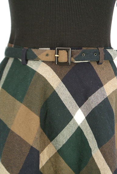 BLUE LABEL CRESTBRIDGE（ブルーレーベル・クレストブリッジ）の古着「チェック柄切替膝上フレアワンピース（ワンピース・チュニック）」大画像４へ