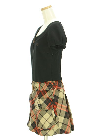 BURBERRY BLUE LABEL（バーバリーブルーレーベル）の古着「ベルト付きチェック柄切替ミニワンピース（ワンピース・チュニック）」大画像３へ