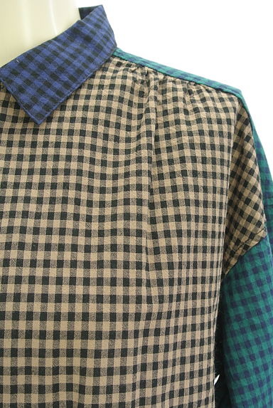 CUBE SUGAR（キューブシュガー）の古着「配色チェック柄シャツ（カジュアルシャツ）」大画像４へ