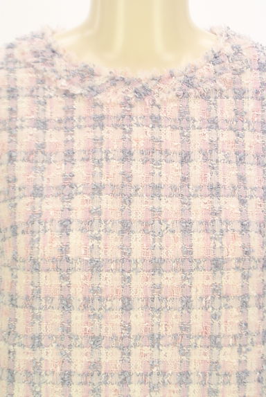 STRAWBERRY-FIELDS（ストロベリーフィールズ）の古着「チェック柄ツイード膝丈ワンピース（ワンピース・チュニック）」大画像４へ