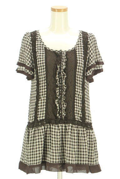 axes femme（アクシーズファム）の古着「ギンガムチェックシフォンチュニック（カットソー・プルオーバー）」大画像１へ