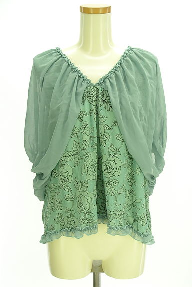 axes femme（アクシーズファム）の古着「ボリュームシフォン袖花柄カットソー（カットソー・プルオーバー）」大画像１へ