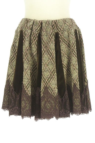 axes femme（アクシーズファム）の古着「チェックニット×ベロアミニスカート（ミニスカート）」大画像１へ