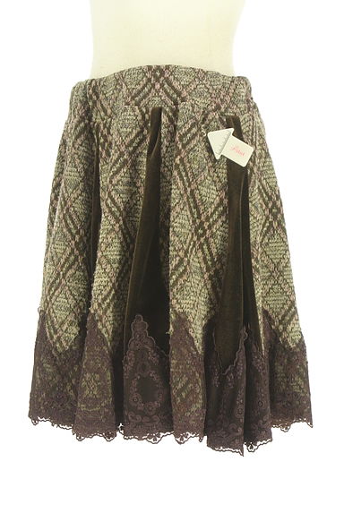 axes femme（アクシーズファム）の古着「チェックニット×ベロアミニスカート（ミニスカート）」大画像４へ