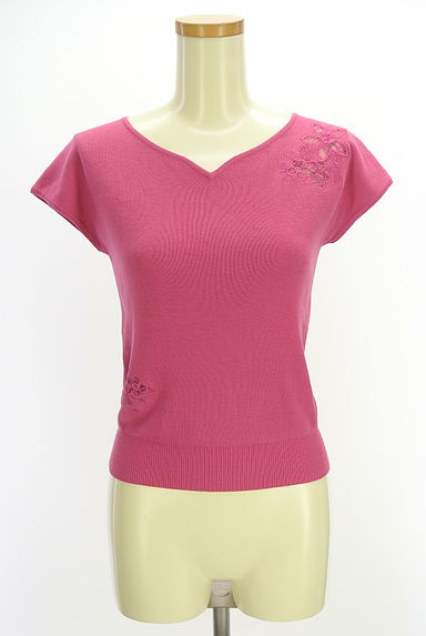 PROPORTION BODY DRESSING（プロポーションボディ ドレッシング）の古着「花刺繍フレンチスリーブニット（ニット）」大画像１へ