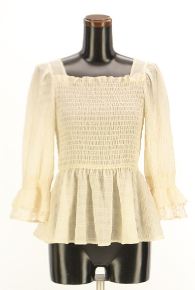 axes femme（アクシーズファム）の古着「チェック柄シアーペプラムブラウス（カットソー・プルオーバー）」大画像１へ