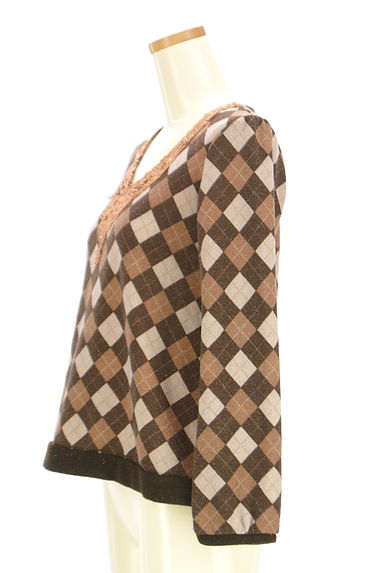 axes femme（アクシーズファム）の古着「レースネックアーガイルチェックニット（ニット）」大画像３へ