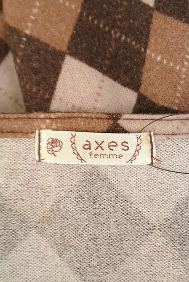 axes femme（アクシーズファム）の古着「レースネックアーガイルチェックニット（ニット）」大画像６へ