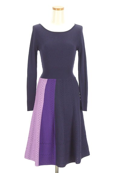 And Couture（アンドクチュール）の古着「アシメ配色膝下ニットワンピース（ワンピース・チュニック）」大画像１へ