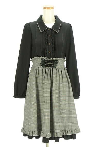 axes femme（アクシーズファム）の古着「チェック柄切替膝丈ワンピース（ワンピース・チュニック）」大画像１へ
