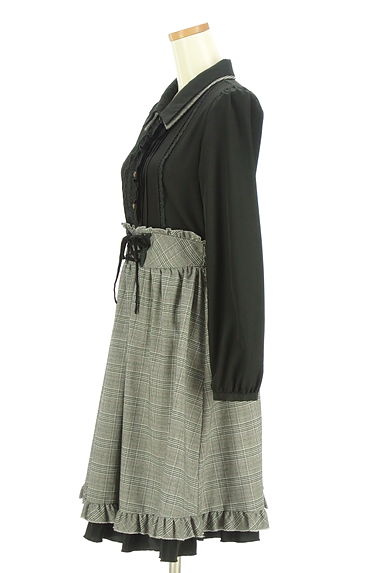 axes femme（アクシーズファム）の古着「チェック柄切替膝丈ワンピース（ワンピース・チュニック）」大画像３へ
