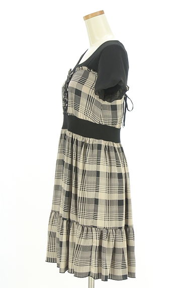 axes femme（アクシーズファム）の古着「レイヤード風チェック柄膝丈ワンピース（ワンピース・チュニック）」大画像３へ