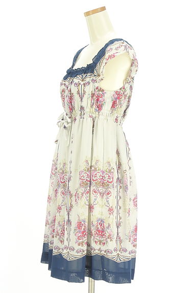 axes femme（アクシーズファム）の古着「花柄ドロスト膝丈ワンピース（ワンピース・チュニック）」大画像３へ