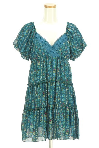 axes femme（アクシーズファム）の古着「花柄ティアードシフォンミニワンピース（ワンピース・チュニック）」大画像１へ
