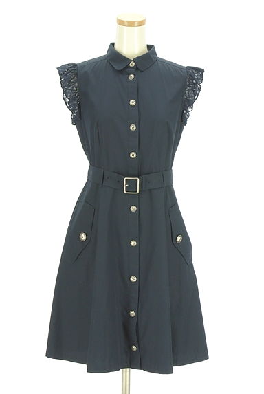 BURBERRY BLUE LABEL（バーバリーブルーレーベル）の古着「ベルト付き肩フリル膝丈シャツワンピース（ワンピース・チュニック）」大画像１へ