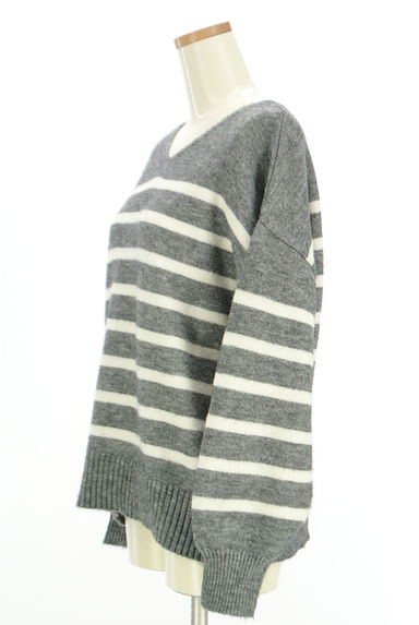 AZUL BY MOUSSY（アズールバイマウジー）の古着「パネルボーダーワイドニット（セーター）」大画像３へ