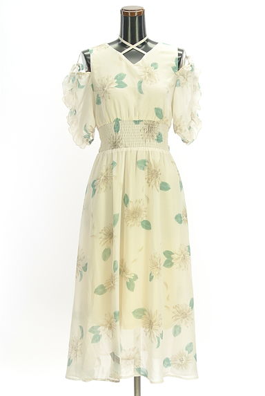 axes femme（アクシーズファム）の古着「オープンショルダー花柄ロングワンピース（ワンピース・チュニック）」大画像４へ