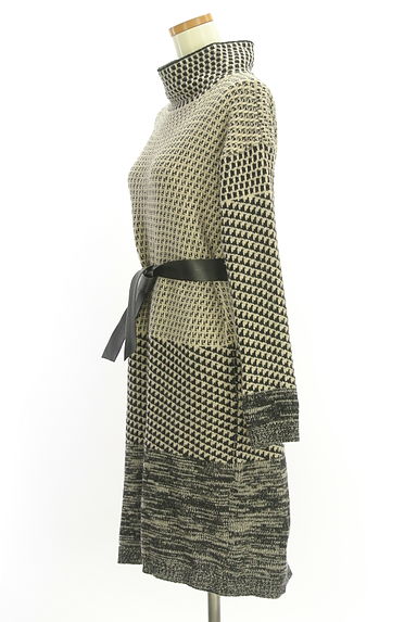 MAX MARA（マックスマーラ）の古着「フェイクレザーベルト付き膝丈ニットワンピ（ワンピース・チュニック）」大画像３へ