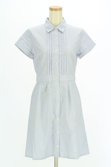 NATURAL BEAUTY BASIC（ナチュラルビューティベーシック）の古着「膝丈ストライプシャツワンピース（ワンピース・チュニック）」大画像１へ