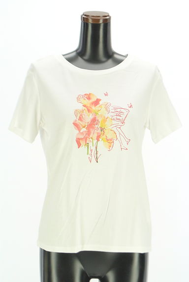 Stola.（ストラ）の古着「花柄×ラメプリントTシャツ（Ｔシャツ）」大画像１へ