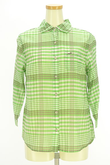 Crocodile（クロコダイル）の古着「９分袖チェック柄シアーシャツ（ブラウス）」大画像１へ