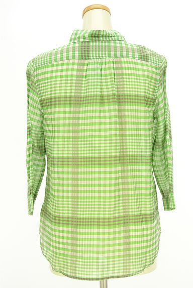 Crocodile（クロコダイル）の古着「９分袖チェック柄シアーシャツ（ブラウス）」大画像２へ