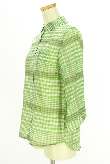 Crocodile（クロコダイル）の古着「９分袖チェック柄シアーシャツ（ブラウス）」大画像３へ