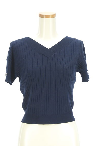 WILLSELECTION（ウィルセレクション）の古着「Vネック半袖リブニット（ニット）」大画像１へ