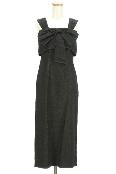 PROPORTION BODY DRESSING（プロポーションボディ ドレッシング）の古着「ビッグリボンブラックデニムロングワンピース（キャミワンピース）」大画像１へ