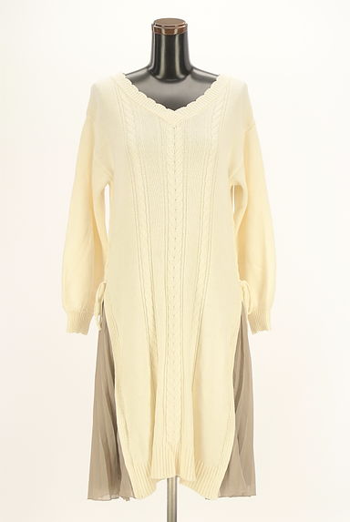 axes femme（アクシーズファム）の古着「サイドシフォンプリーツ膝丈ニットワンピ（ワンピース・チュニック）」大画像１へ
