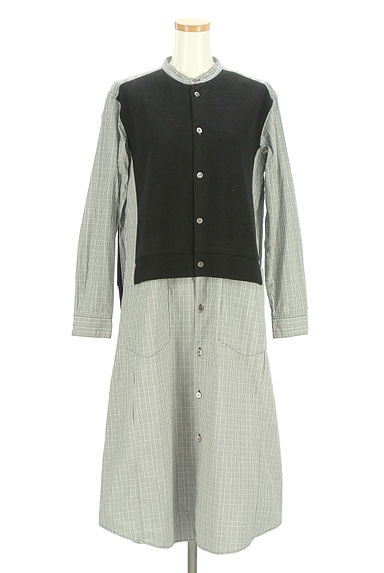 ZUCCa（ズッカ）の古着「ニット切替チェック柄シャツワンピース（ワンピース・チュニック）」大画像１へ