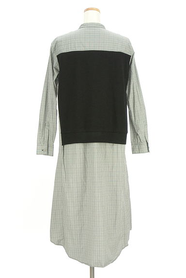 ZUCCa（ズッカ）の古着「ニット切替チェック柄シャツワンピース（ワンピース・チュニック）」大画像２へ