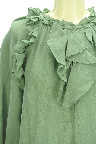 Cloth&Cross（クロス＆クロス）の古着「ボリューム袖フリルリネンブラウス（カットソー・プルオーバー）」大画像４へ