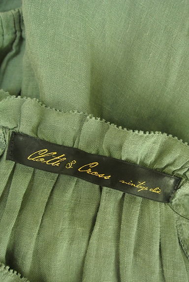 Cloth&Cross（クロス＆クロス）の古着「ボリューム袖フリルリネンブラウス（カットソー・プルオーバー）」大画像６へ