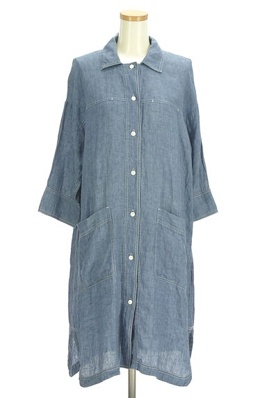 HIROKO KOSHINO TRUNK（ヒロココシノトランク）の古着「膝下丈リネンシャツワンピース（ワンピース・チュニック）」大画像１へ