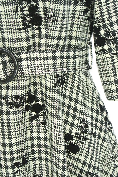 MISCH MASCH（ミッシュマッシュ）の古着「MM by MISCH MASCH 花柄フロッキープリント入りチェック柄ワンピース（ワンピース・チュニック）」大画像５へ