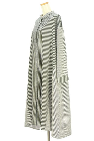 antiqua（アンティカ）の古着「patterntorso ストライプ切替バンドカラーシャツワンピース（ワンピース・チュニック）」大画像３へ