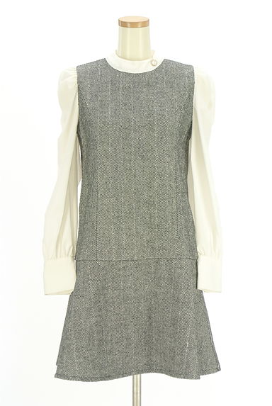 WILLSELECTION（ウィルセレクション）の古着「へリンボーン柄ドッキング膝丈ワンピース（ワンピース・チュニック）」大画像１へ