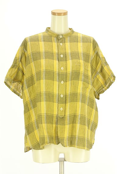 BEAMS Women's（ビームス　ウーマン）の古着「BEAMS BOY 半袖チェック柄リネンシャツ（ブラウス）」大画像１へ