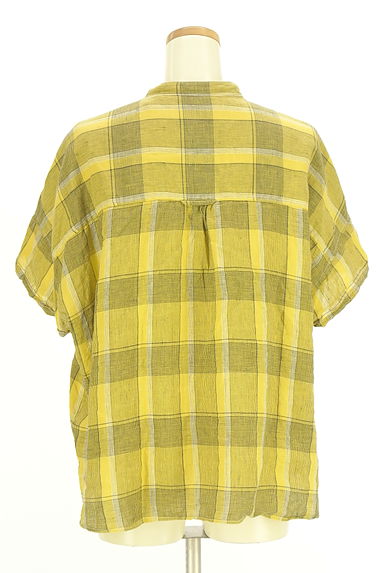 BEAMS Women's（ビームス　ウーマン）の古着「BEAMS BOY 半袖チェック柄リネンシャツ（ブラウス）」大画像２へ